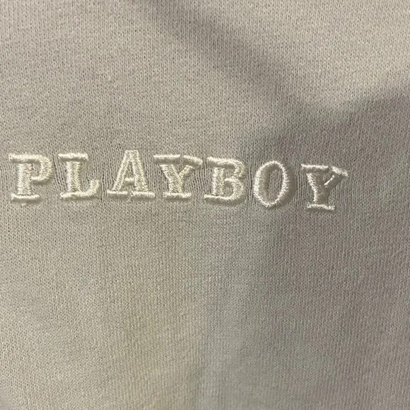 PLAYBOY by Pacsun Light Gray Women's Zip-Up Hoodie - Picture 3 of 5